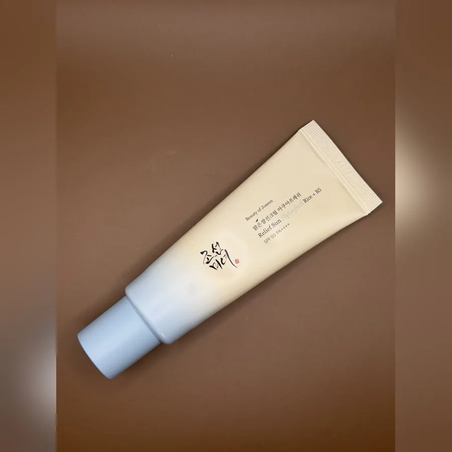 Beauty of Joseon Relief Sun Aqua sun cream tube in cream and pale blue